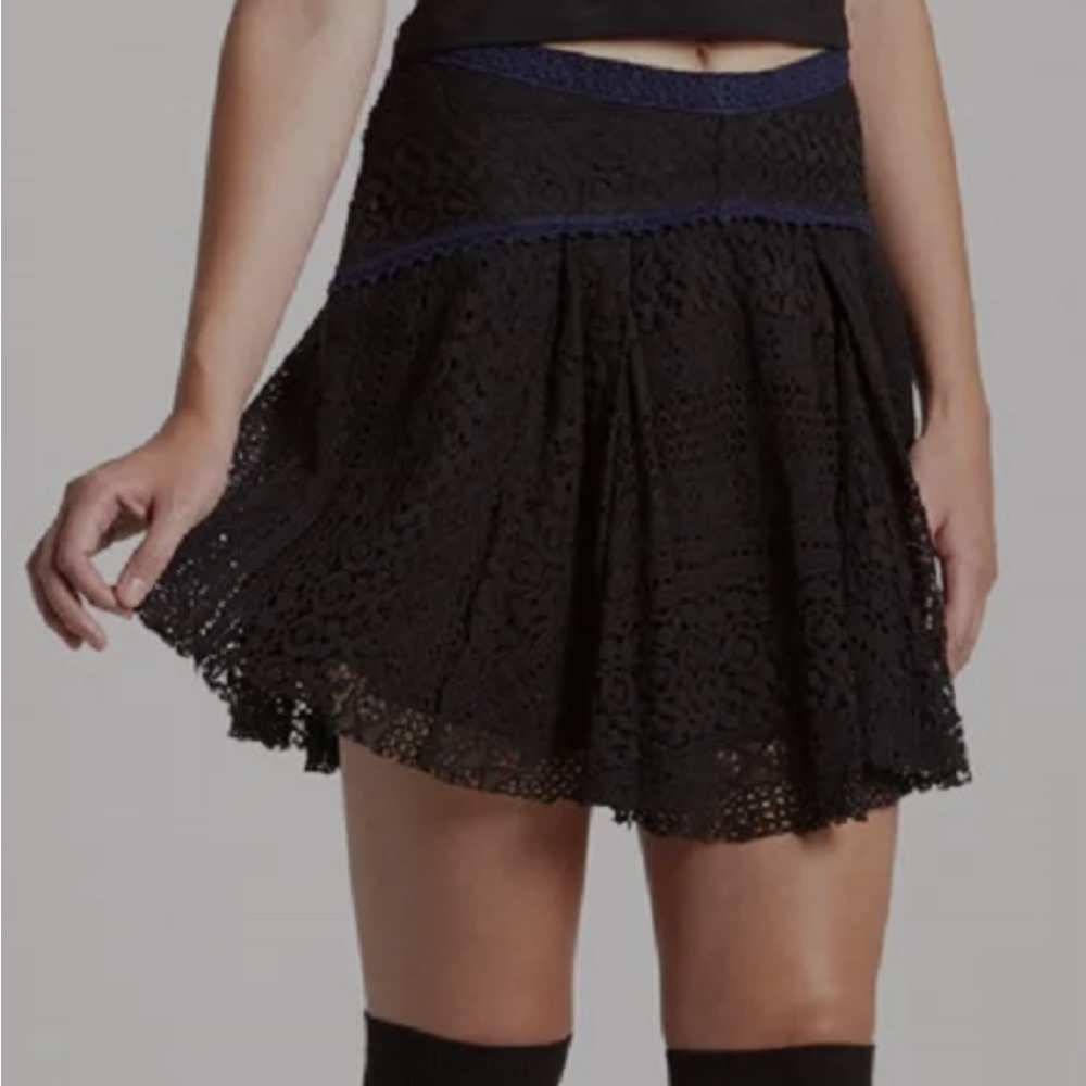 Free People Apple of My Eye Crochet Mini Skirt Black Women’s Sz 6